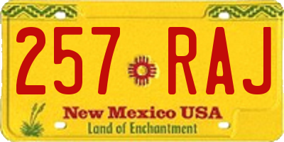 NM license plate 257RAJ