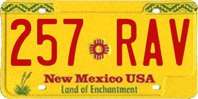 NM license plate 257RAV