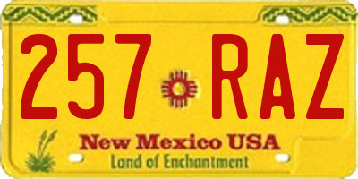 NM license plate 257RAZ