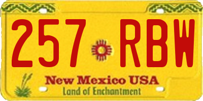 NM license plate 257RBW
