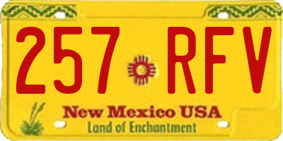 NM license plate 257RFV