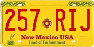 NM license plate 257RIJ