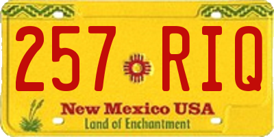 NM license plate 257RIQ