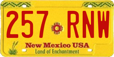 NM license plate 257RNW