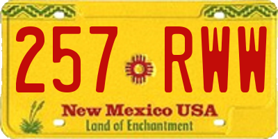 NM license plate 257RWW