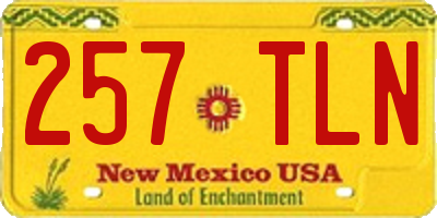 NM license plate 257TLN