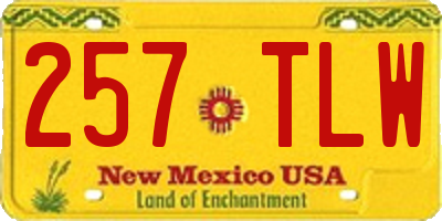 NM license plate 257TLW