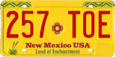 NM license plate 257TOE