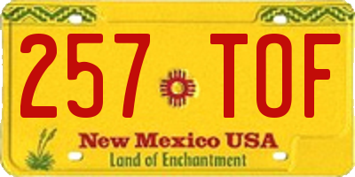 NM license plate 257TOF