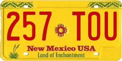 NM license plate 257TOU