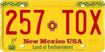 NM license plate 257TOX