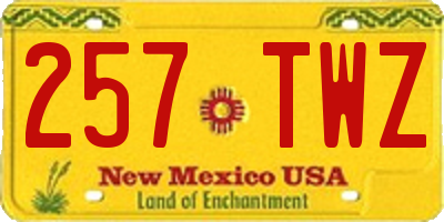 NM license plate 257TWZ