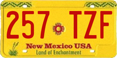 NM license plate 257TZF