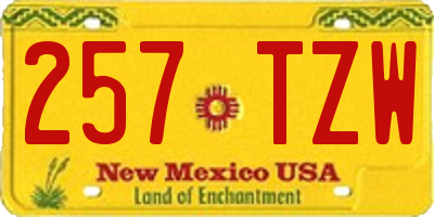 NM license plate 257TZW