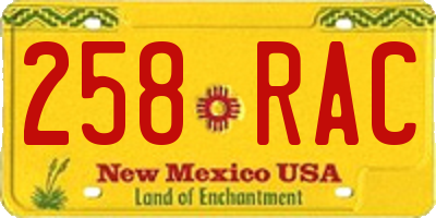 NM license plate 258RAC