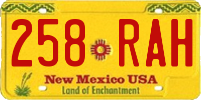 NM license plate 258RAH