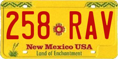 NM license plate 258RAV