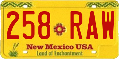 NM license plate 258RAW