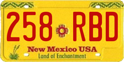 NM license plate 258RBD