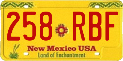 NM license plate 258RBF