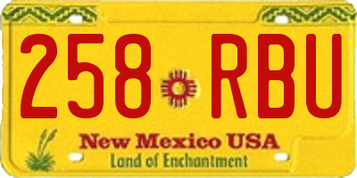 NM license plate 258RBU