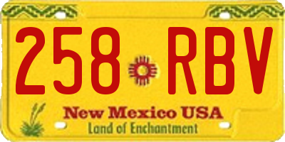 NM license plate 258RBV