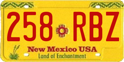 NM license plate 258RBZ