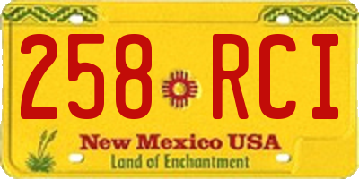 NM license plate 258RCI