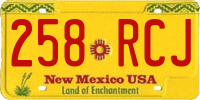 NM license plate 258RCJ