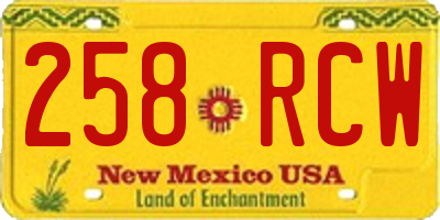 NM license plate 258RCW