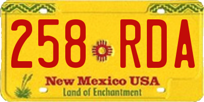 NM license plate 258RDA