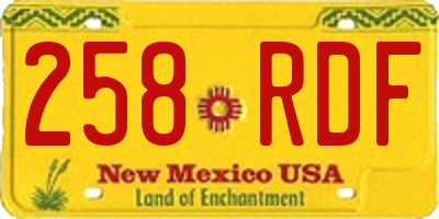 NM license plate 258RDF
