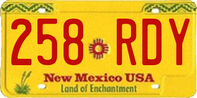 NM license plate 258RDY