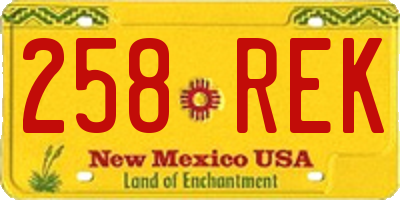 NM license plate 258REK