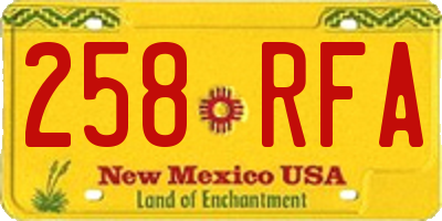 NM license plate 258RFA