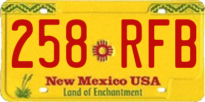 NM license plate 258RFB