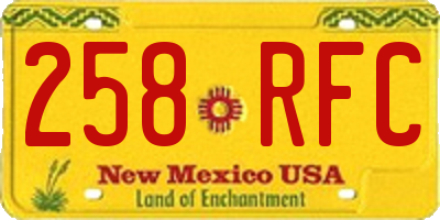 NM license plate 258RFC