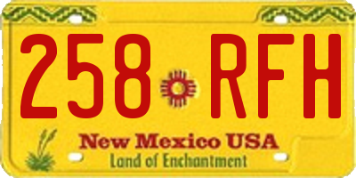 NM license plate 258RFH