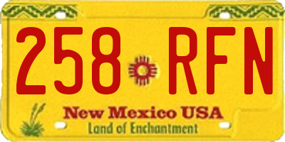 NM license plate 258RFN