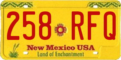 NM license plate 258RFQ