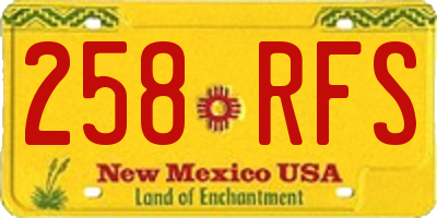 NM license plate 258RFS