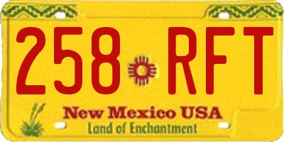 NM license plate 258RFT
