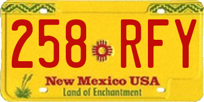 NM license plate 258RFY
