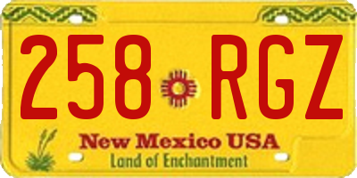 NM license plate 258RGZ