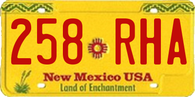 NM license plate 258RHA