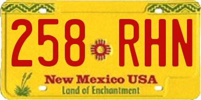 NM license plate 258RHN