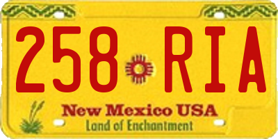 NM license plate 258RIA