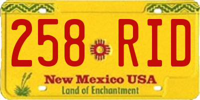 NM license plate 258RID