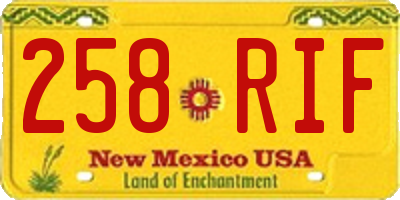 NM license plate 258RIF