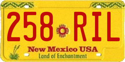 NM license plate 258RIL